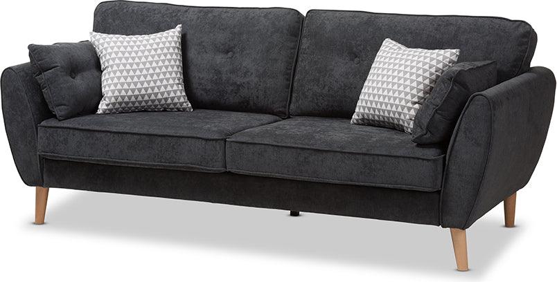 Buy Miranda Mid Century Modern Dark Grey Fabric Upholstered Sofa