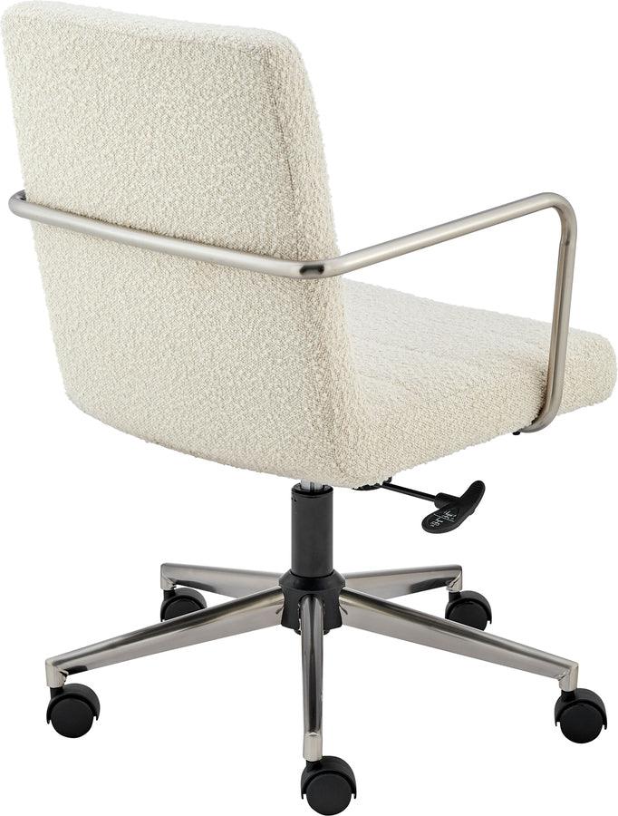 Euro Style Task Chairs - Leander Low Back Office Chair in Ivory with Brushed Nickel Armrests/Base