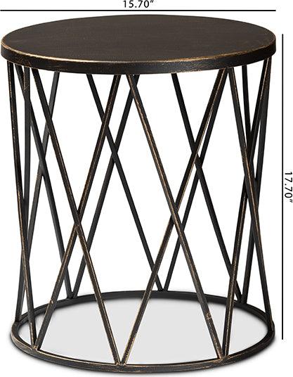 Wholesale Interiors Side & End Tables - Finnick Modern Industrial Antique Black finished Metal End Table