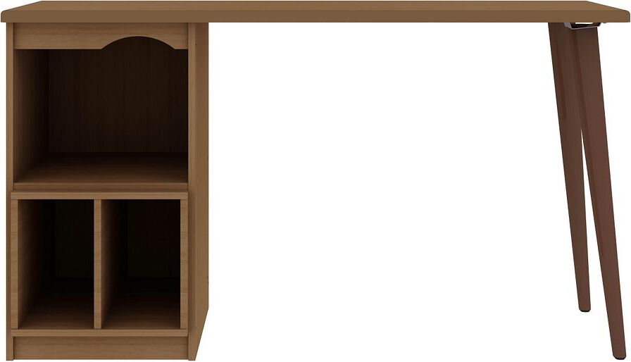 Manhattan Comfort Desks - Hampton 53.54 Home Office Desk with 3 Cubby Spaces & Solid Wood Legs in Maple Cream