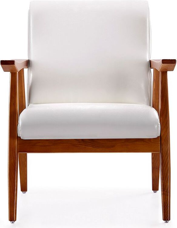 Manhattan Comfort Accent Chairs - ArchDuke White & Amber Faux Leather Accent Chair