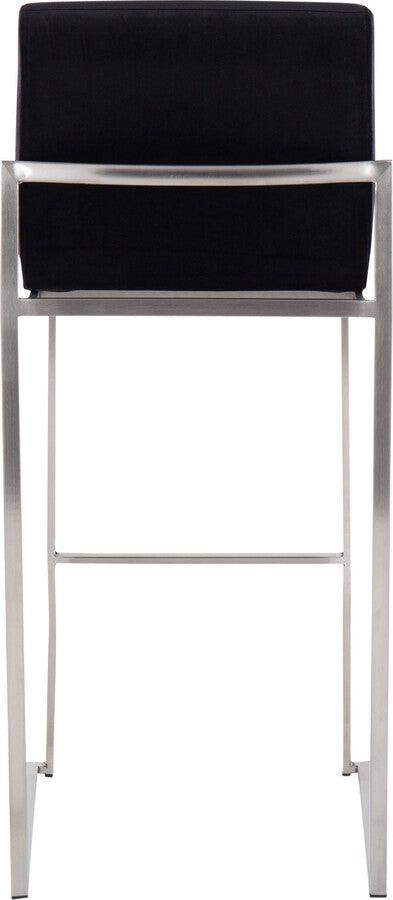 Lumisource Barstools - Fuji High Back Barstool In Stainless Steel & Black Velvet (Set of 2)