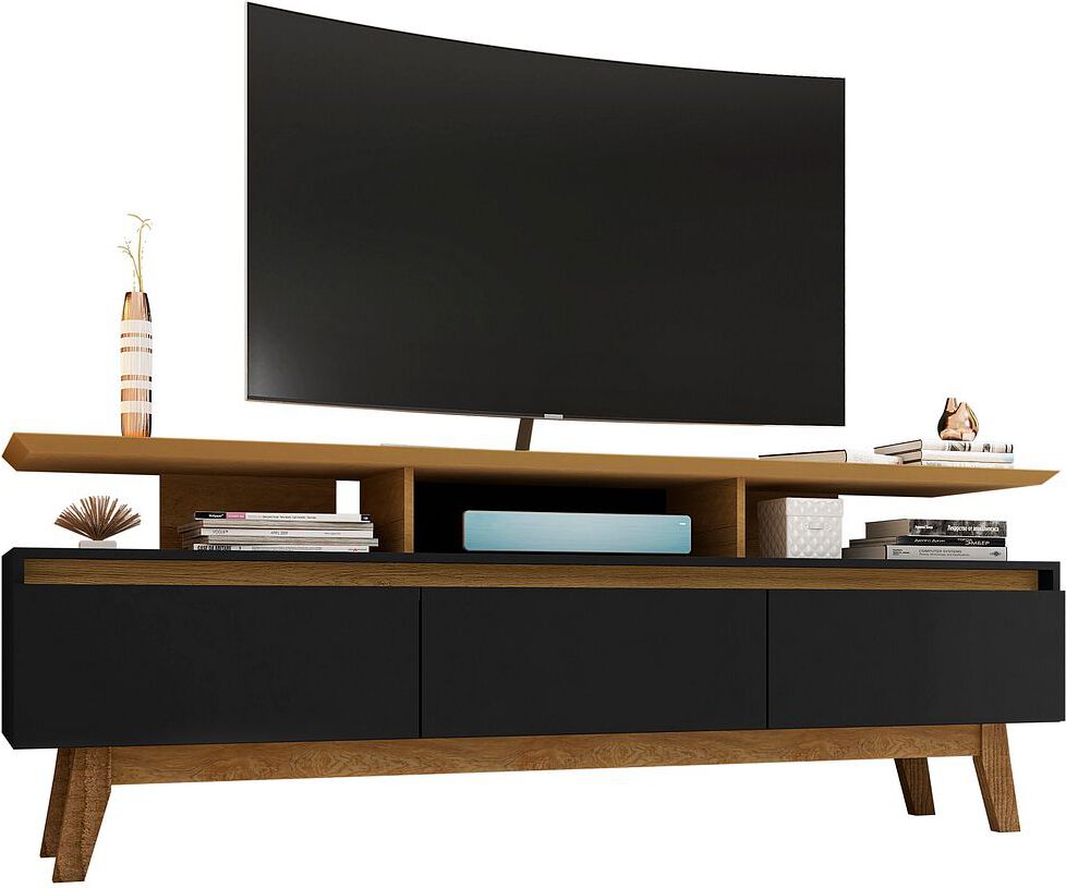 Manhattan Comfort TV & Media Units - Yonkers 70.86 TV Stand in Black and Cinnamon