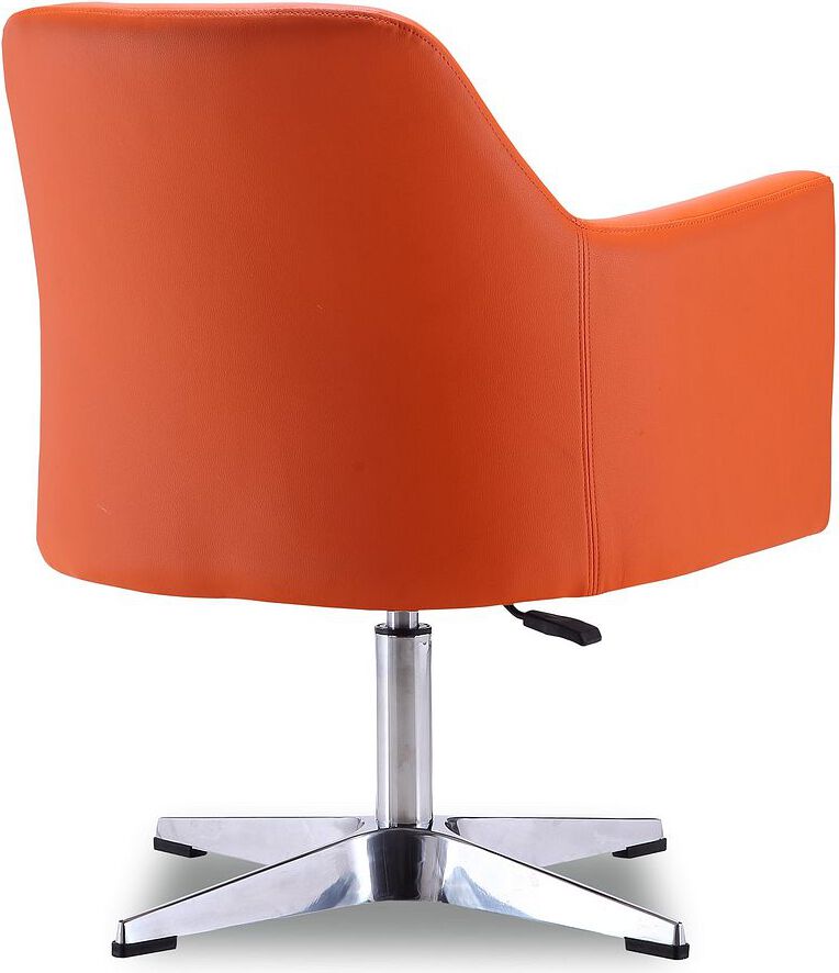 Manhattan Comfort Accent Chairs - Pelo Orange & Polished Chrome Faux Leather Adjustable Height Swivel Accent Chair