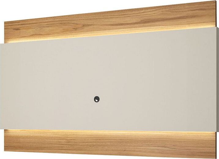 Manhattan Comfort TV & Media Units - Lincoln 85.43" TV Panel with LED Lights in Off White & Cinnamon