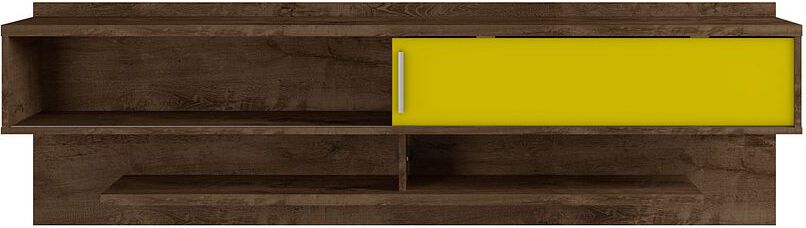 Manhattan Comfort TV & Media Units - Astor 70.86 Modern Floating Entertainment Center 1.0 with Media Shelves in Rustic Brown & Yellow