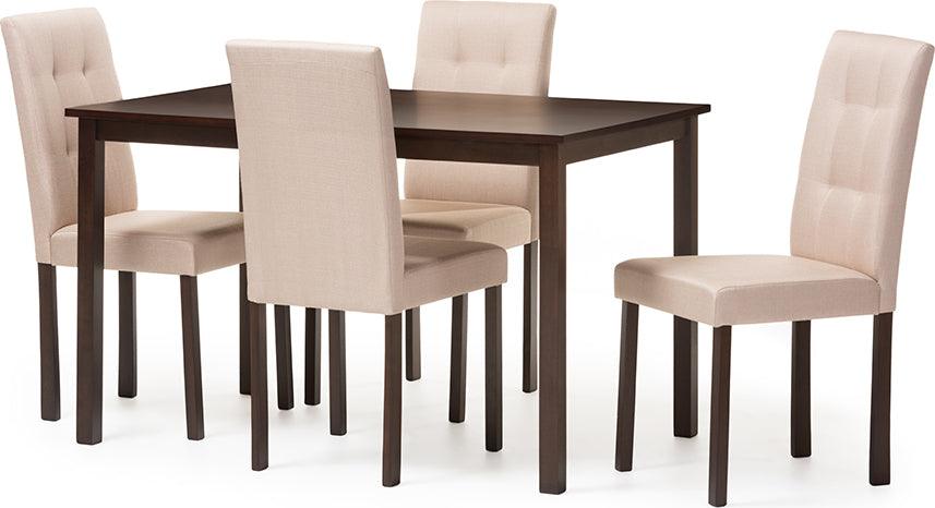 Andrew 5 Piece Beige Grid tufting Dining Set