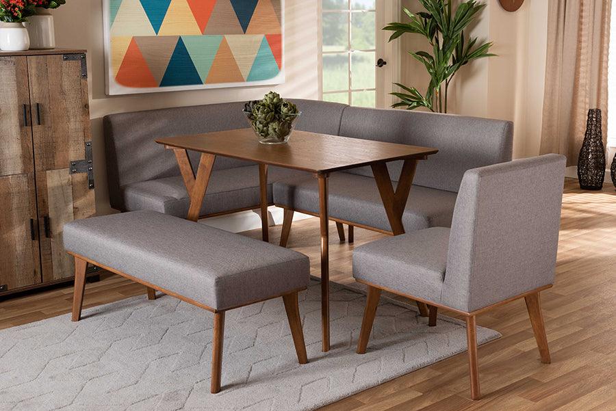 Wholesale Interiors Dining Sets - Odessa Grey & Walnut Brown Finished Wood 5-Piece Dining Nook Set