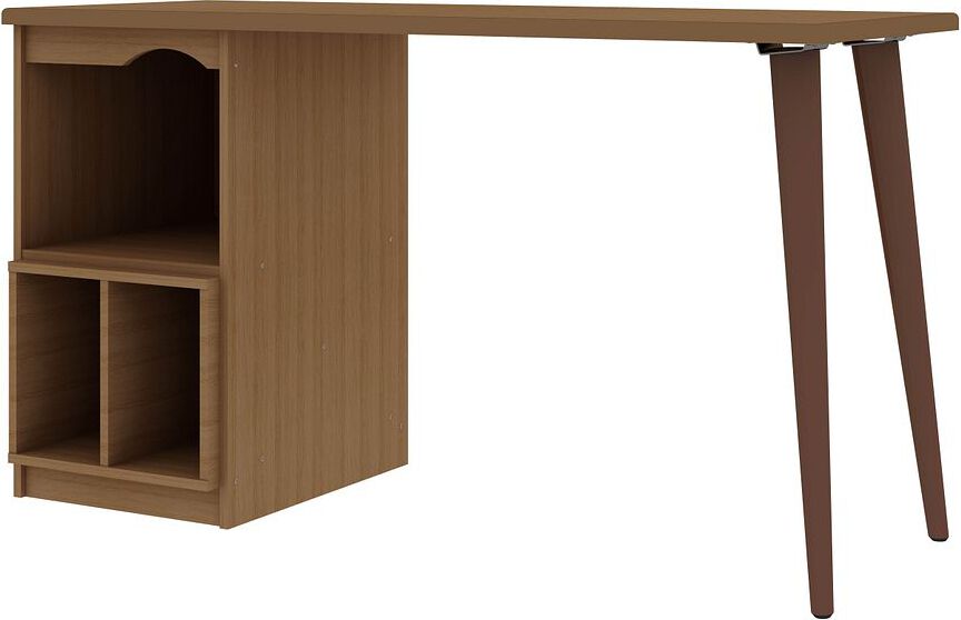 Manhattan Comfort Desks - Hampton 53.54 Home Office Desk with 3 Cubby Spaces & Solid Wood Legs in Maple Cream