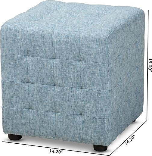 Wholesale Interiors Ottomans & Stools - Elladio Modern And Contemporary Light Blue Fabric Upholstered Tufted Cube Ottoman Set Of 2