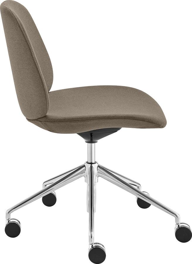 Euro Style Task Chairs - Lyle Office Chair without Armrests in Taupe Fabric with Polished Aluminum Base