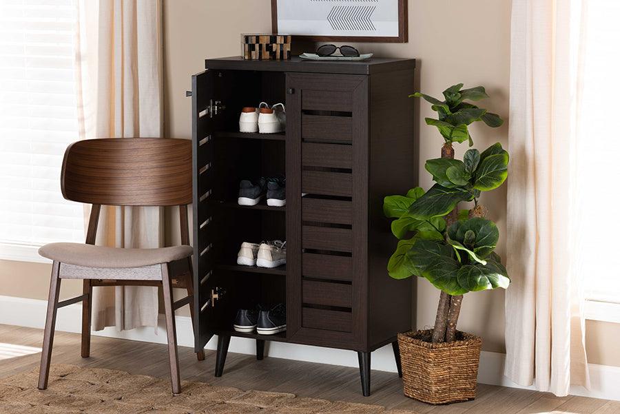 Shop Salma Dark Brown Finished Wood 2 Door Shoe Storage Cabinet