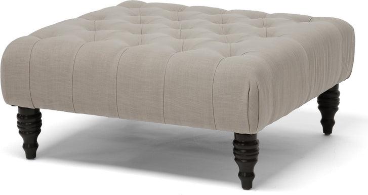 Wholesale Interiors Ottomans & Stools - Keswick Beige Linen Modern Tufted Ottoman