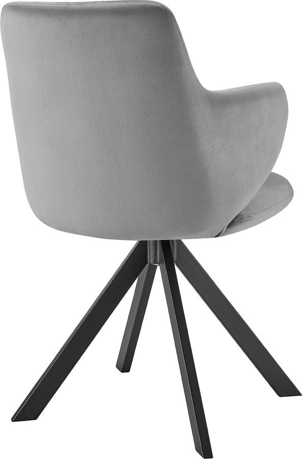 Euro Style Accent Chairs - Vigo Swivel Side Chair in Gray Velvet with Black Steel Legs - Set of 1