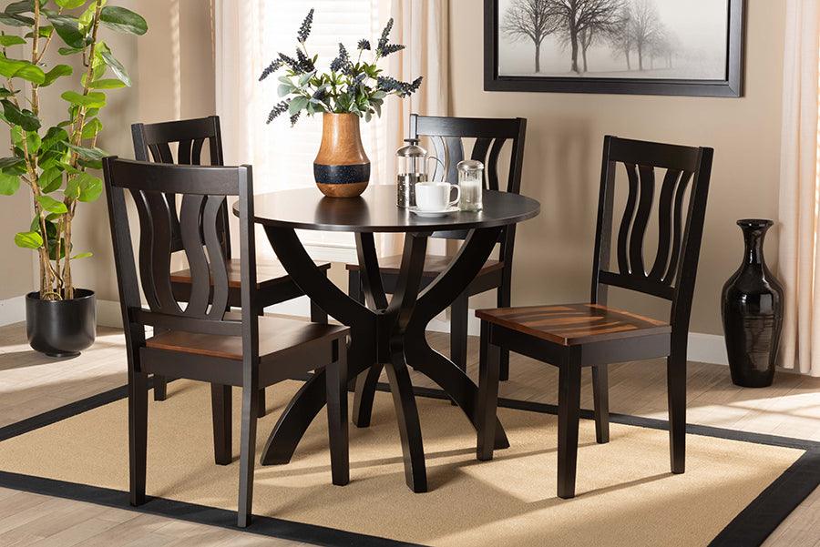 Wholesale Interiors Dining Sets - Karla Two-Tone Dark Brown and Walnut Brown Finished Wood 5-Piece Dining Set