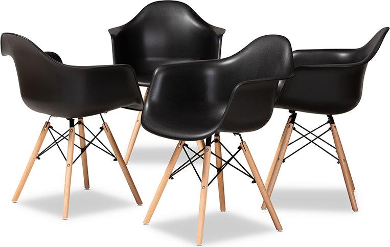 Wholesale Interiors Dining Chairs - Galen Modern Dining Chair Black & Oak Brown (Set of 4)