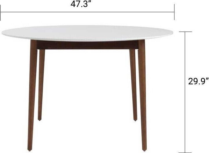 Euro Style Dining Tables - Manon Round Dining Table Matte White & Dark Walnut