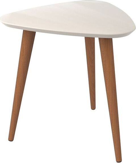 Manhattan Comfort Side & End Tables - Utopia 19.68" High Triangle End Table With Splayed Wooden Legs in White Gloss
