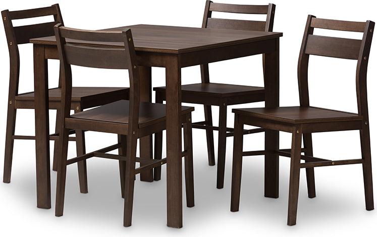 Wholesale Interiors Dining Sets - Lovy Walnut-Finished 5-Piece Dining Set Espresso Brown