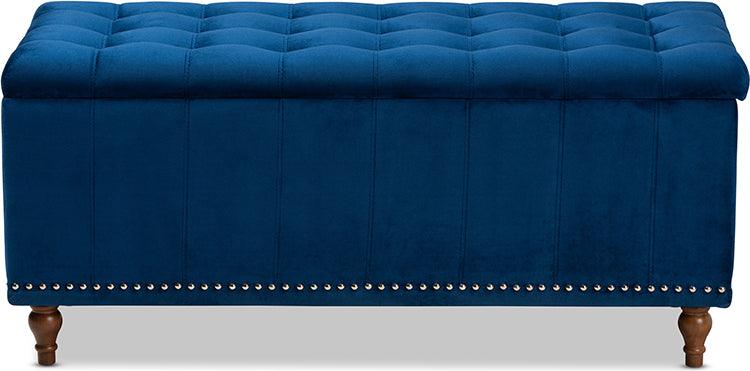 Wholesale Interiors Ottomans & Stools - Kaylee Modern Ottoman Navy Blue & Brown