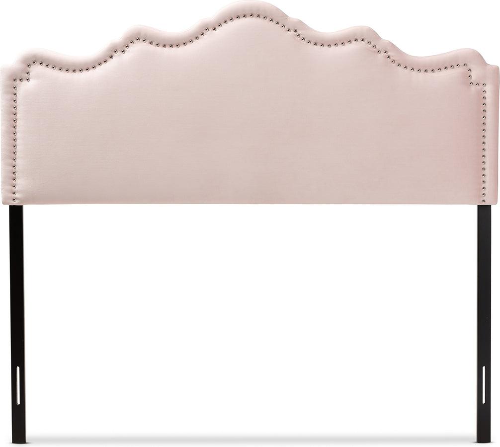 Wholesale Interiors Headboards - Nadeen Light Pink Velvet King Size Headboard