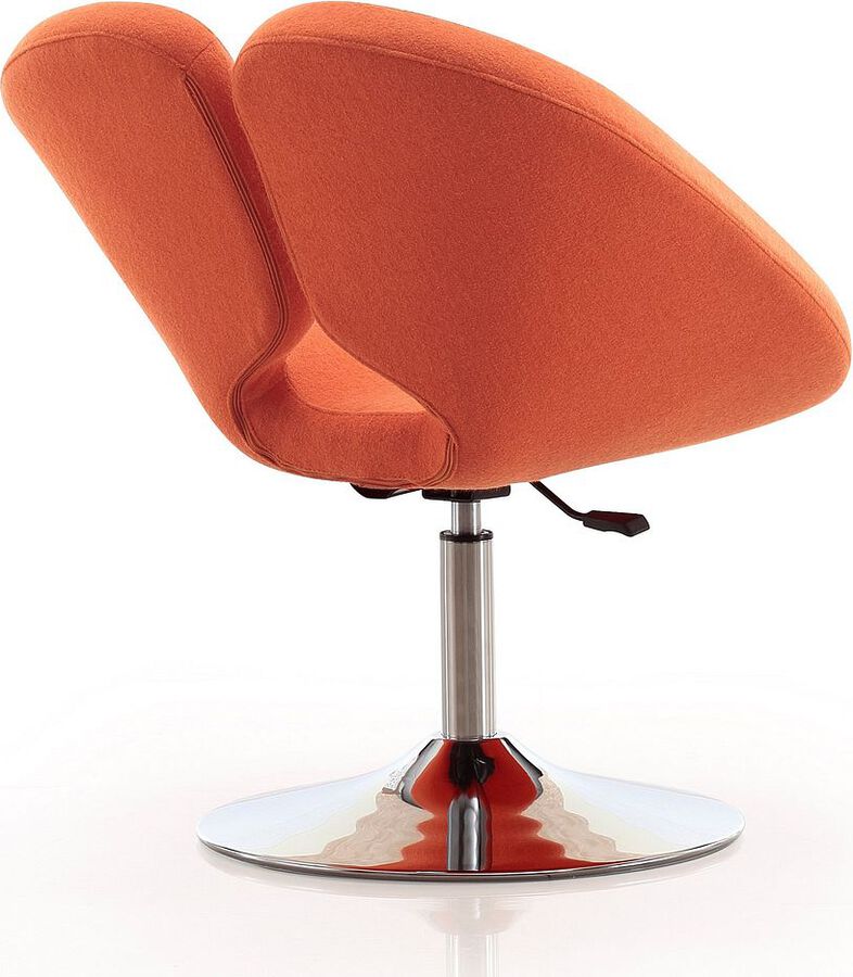 Manhattan Comfort Accent Chairs - Perch Orange & Polished Chrome Wool Blend Adjustable Chair