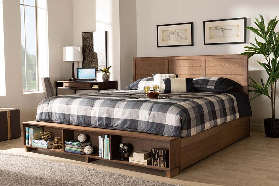 Wholesale Interiors Beds - Alba King Storage Bed Ash Walnut