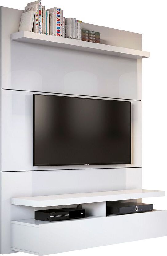 Manhattan Comfort TV & Media Units - City 1.2 Floating Wall Theater Entertainment Center in White Gloss