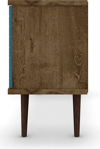 Manhattan Comfort TV & Media Units - Liberty 53.14" Mid-Century - Modern TV St& Rustic Brown & Aqua Blue