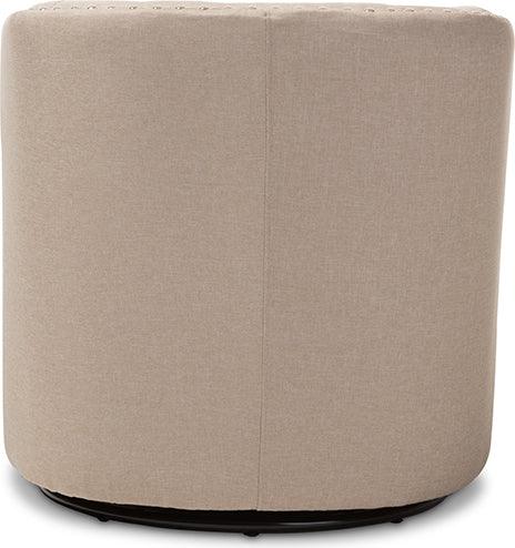 Wholesale Interiors Accent Chairs - Finley Mid-Century Modern Beige Fabric Upholstered Swivel Armchair