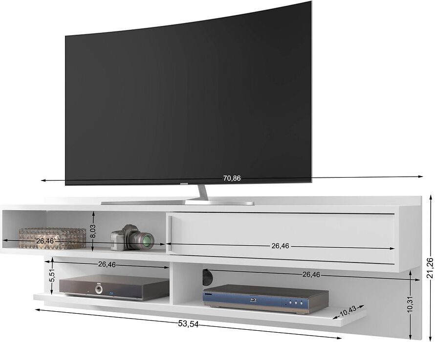 Manhattan Comfort TV & Media Units - Astor 70.86 Modern Floating Entertainment Center 1.0 with Media Shelves in White