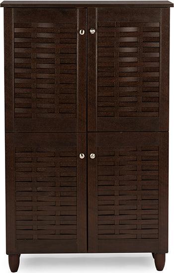 Baxton Studio Winda 4-Door Entryway Shoe Storage Cabinet in Dark Gray