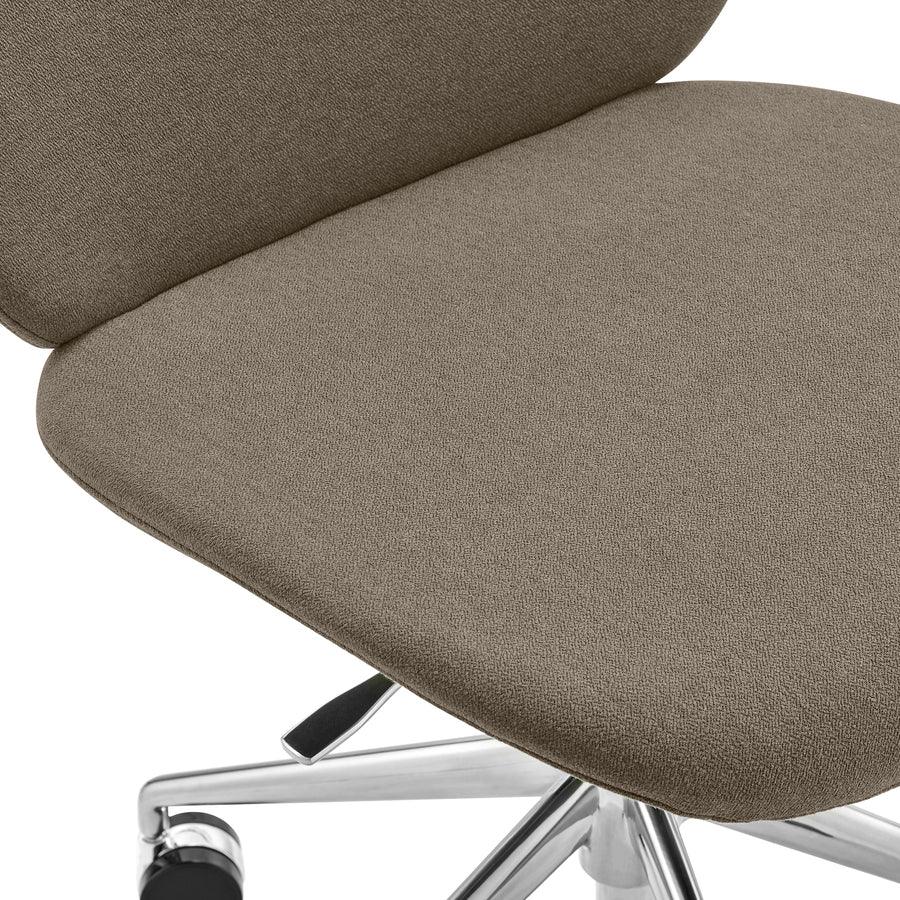 Euro Style Task Chairs - Lyle Office Chair without Armrests in Taupe Fabric with Polished Aluminum Base