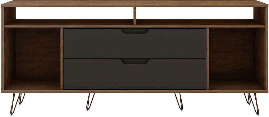 Manhattan Comfort TV & Media Units - Rockefeller 62.99 TV Stand with Metal Legs & 2 Drawers in Nature & Textured Gray