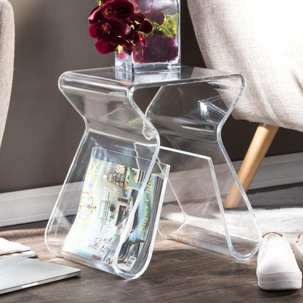 Shop Baxton Studio Acrylic End Table with Magazine Rack Side