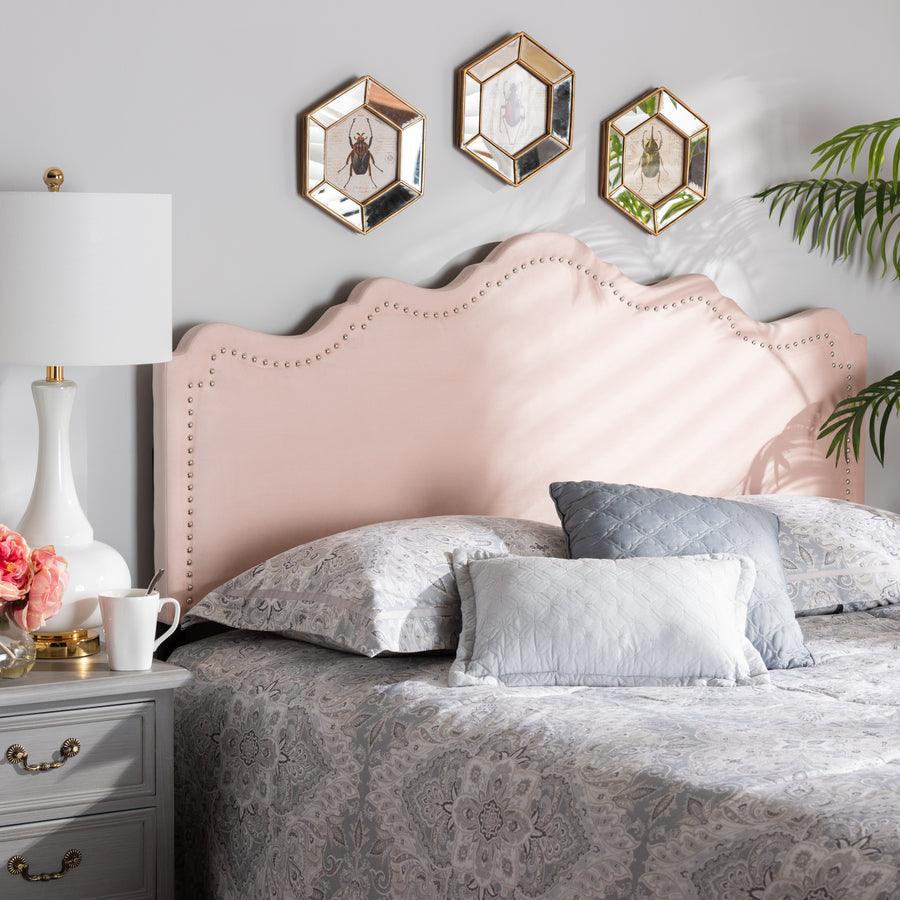 Wholesale Interiors Headboards - Nadeen Light Pink Velvet King Size Headboard