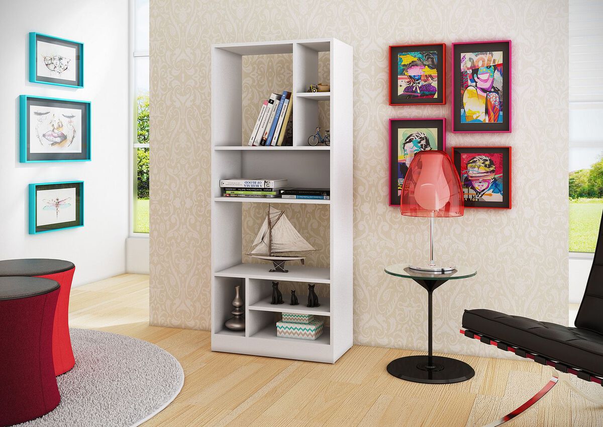 Manhattan Comfort Bookcases & Display Units - Durable Valenca Bookcase 3.0 with 8- Shelves in White