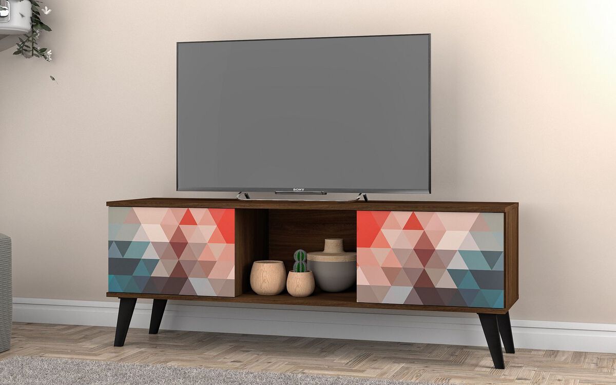 Manhattan Comfort TV & Media Units - Doyers 53.15 Mid-Century Modern TV Stand in Multi Color Red & Blue