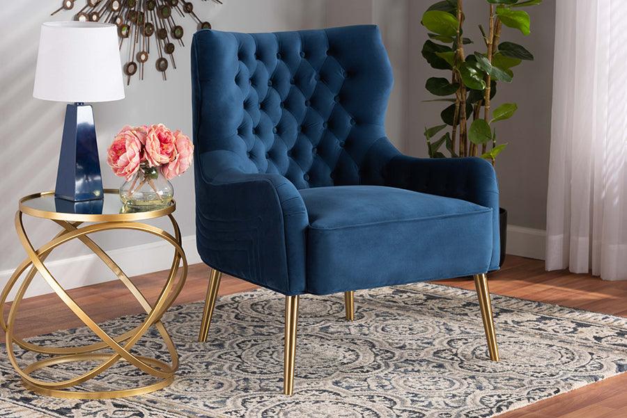 Navy and gold accent shop chair