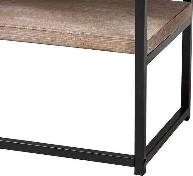 Wholesale Interiors Consoles - Silas Modern Industrial Natural Brown Finished Wood and Black Metal 2-Drawer Console Table