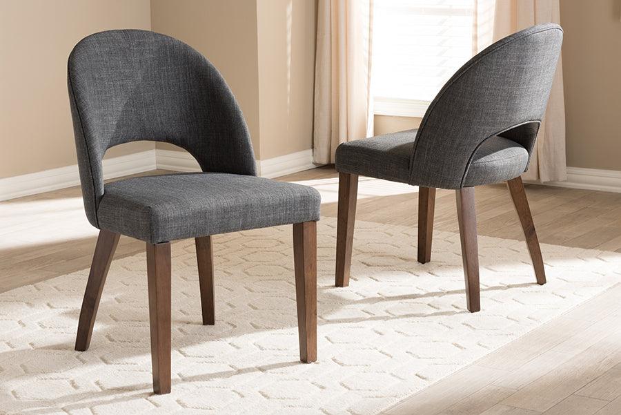 Wholesale Interiors Dining Chairs - Wesley Dark Gray Fabric Upholstered Walnut Finished Wood Dining Chair (Set of 2)