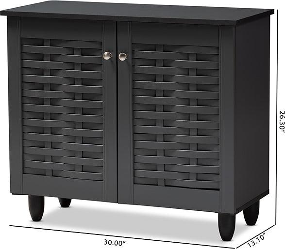 Wholesale Interiors Shoe Storage - Winda Modern and Contemporary Dark Gray 2-Door Wooden Entryway Shoe Storage Cabinet