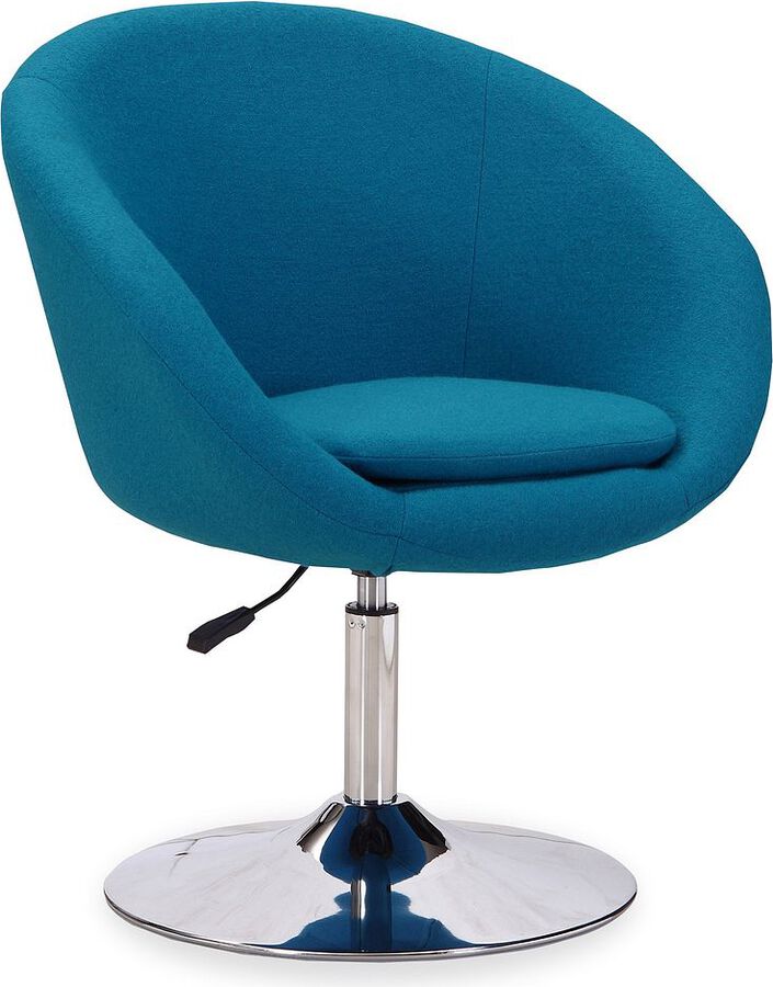 Manhattan Comfort Accent Chairs - Hopper Blue & Polished Chrome Wool Blend Adjustable Height Chair