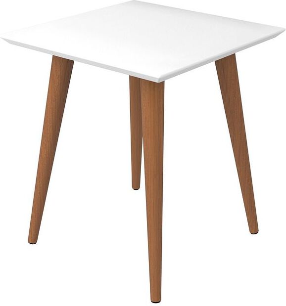 Manhattan Comfort Side & End Tables - Utopia 19.68" High Square End Table With Splayed Wooden Legs in Off White & Maple Cream