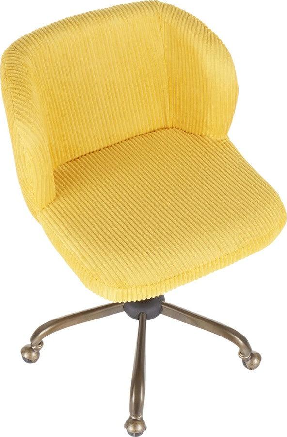 Shop Fran Contemporary Task Chair in Yellow Corduroy Fabric Task