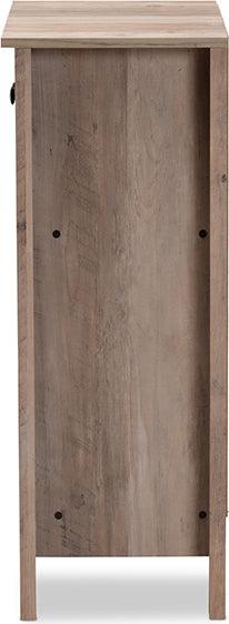 Wholesale Interiors Shoe Storage - Derek Modern and Contemporary Transitional Rustic Oak Finished Wood 2-Door Shoe Cabinet