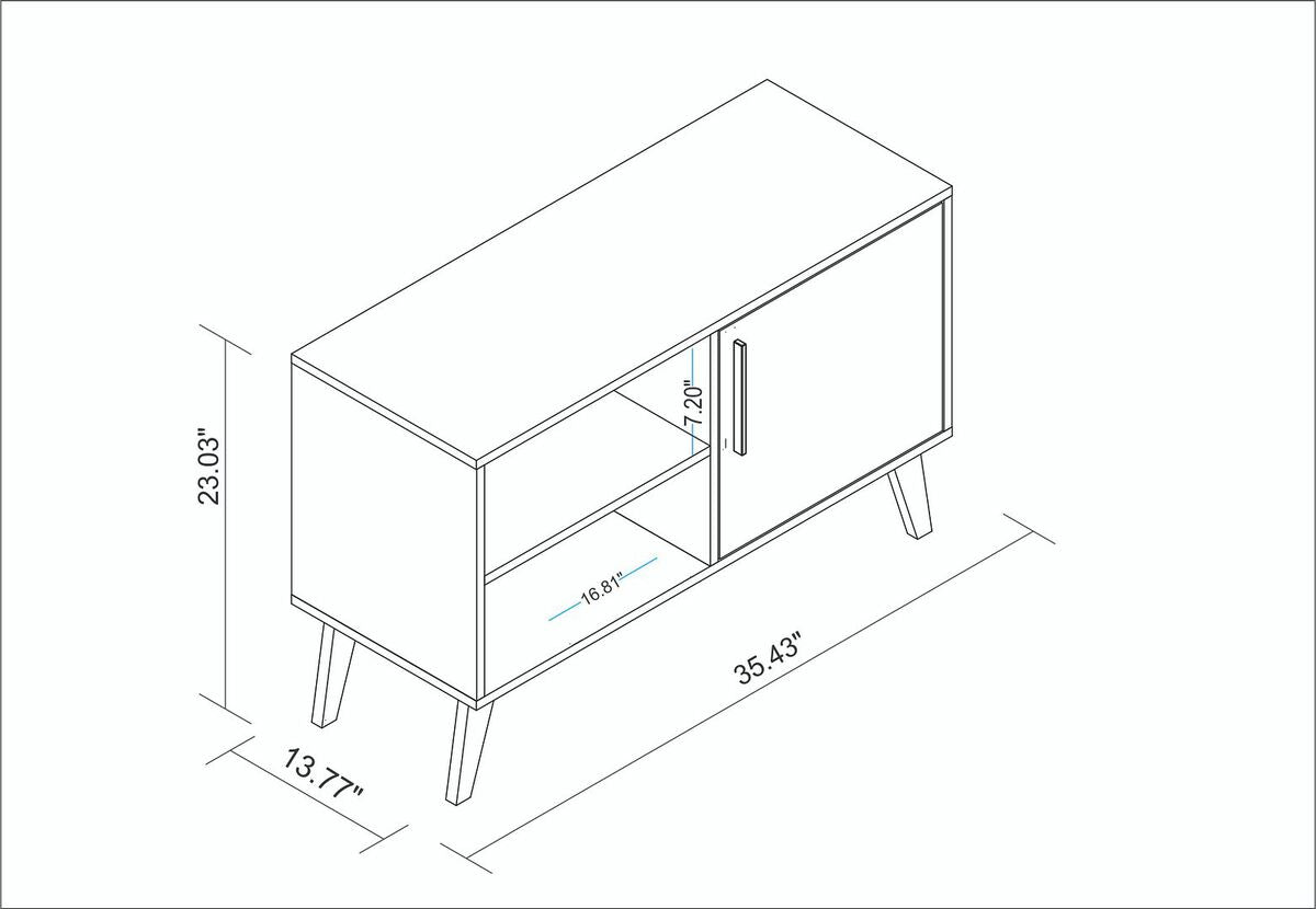 Manhattan Comfort TV & Media Units - Mid-Century- Modern Amsterdam 35.43" TV Stand with 3 Shelves in White