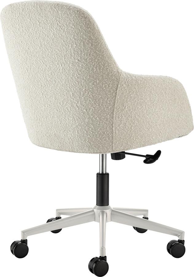 Euro Style Task Chairs - Mia Office Chair in Ivory Fabric with White Base