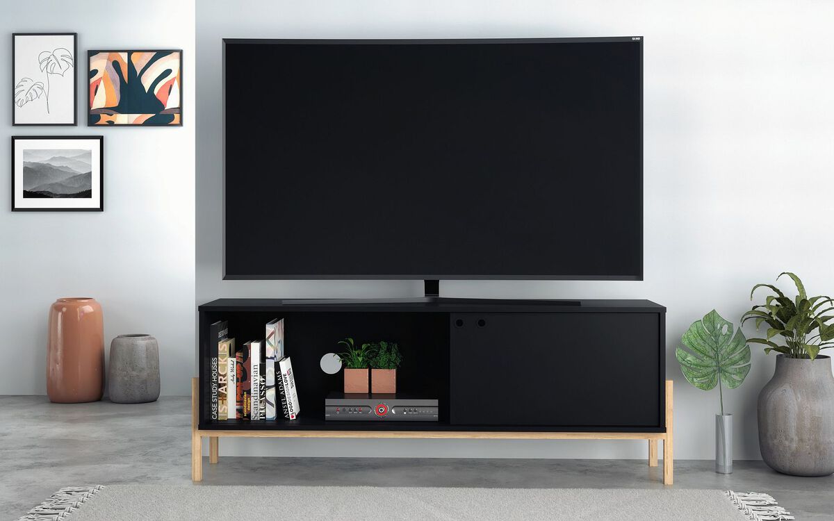 Manhattan Comfort TV & Media Units - Bowery 55.12 TV Stand with 2 Shelves in Black & Oak