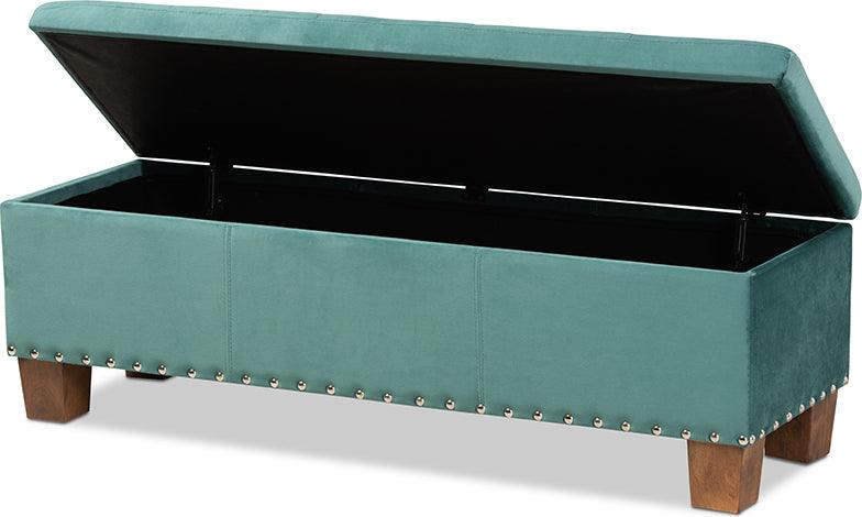 Wholesale Interiors Ottomans & Stools - Hannah Modern Ottoman Teal Blue & Brown